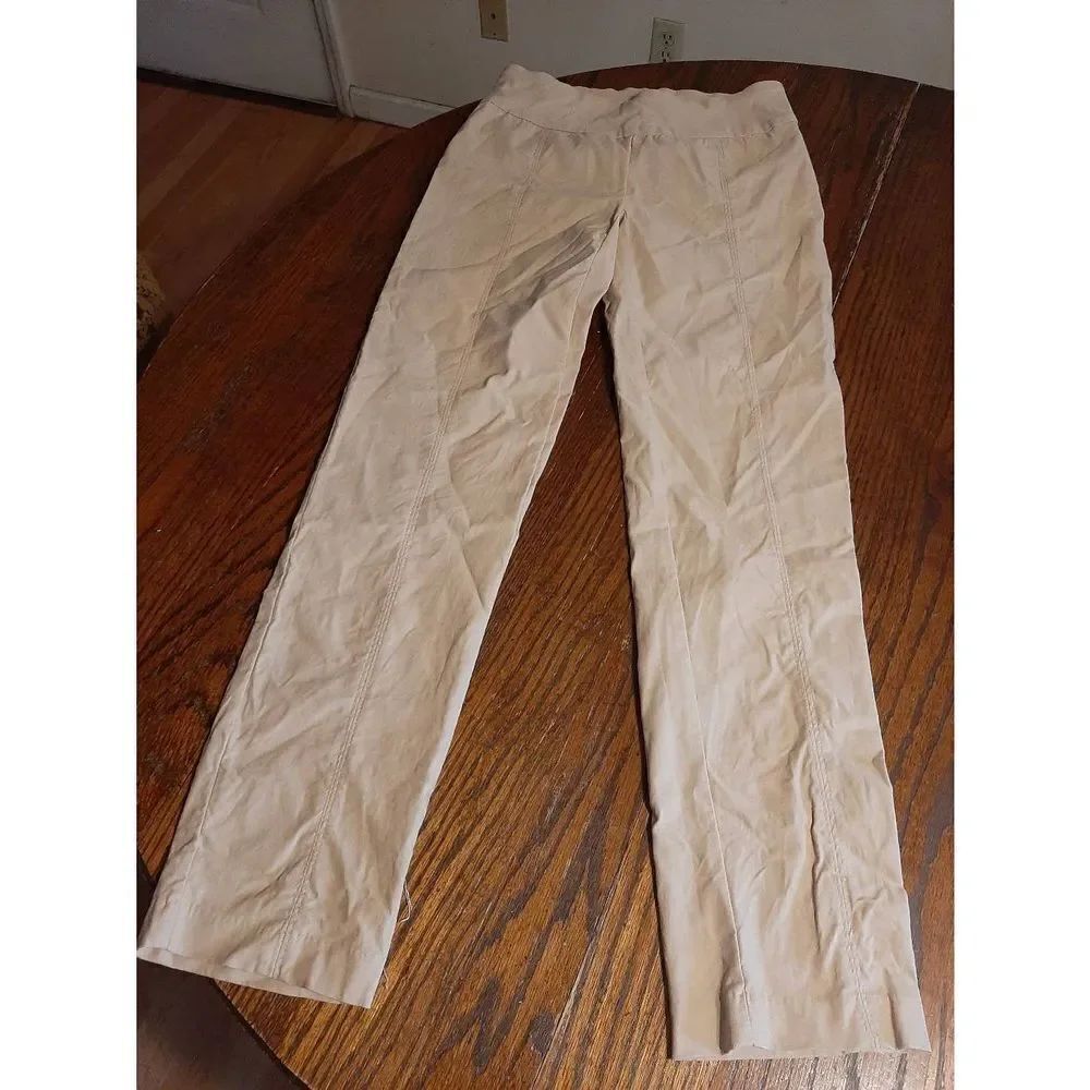 Size 6 New Directions Khaki Tan Stretchy Pull On Casual Pants Trousers